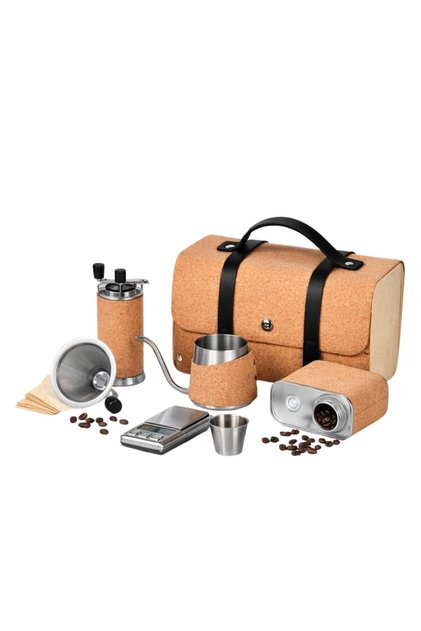 8-in-1 Specialty Coffee Travel Kit with EVA Carry Bag, Manual Grinder, Kettle, Scale & Drip Set