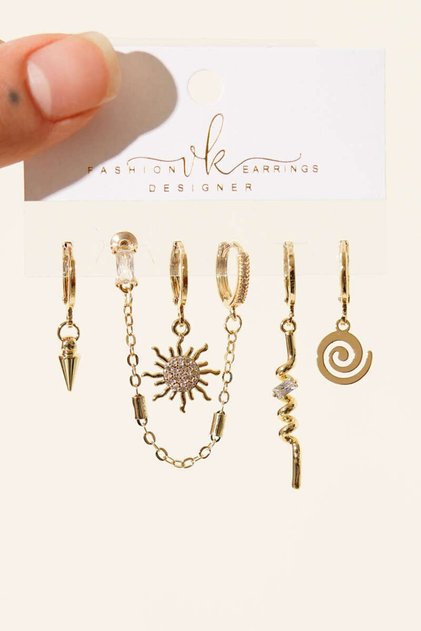 6-Piece Combination Mini Stone Earring Set