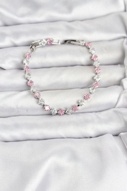 Square Zircon Stone Silver Color Women's Bracelet - Ebj260404W41495