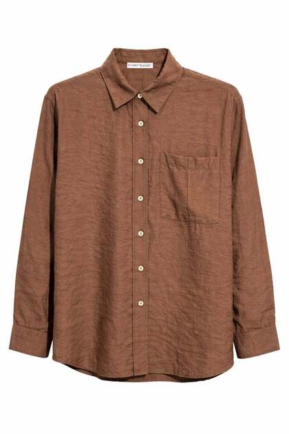 4628 Women's Pocket Detailed Modal Shirt Brown