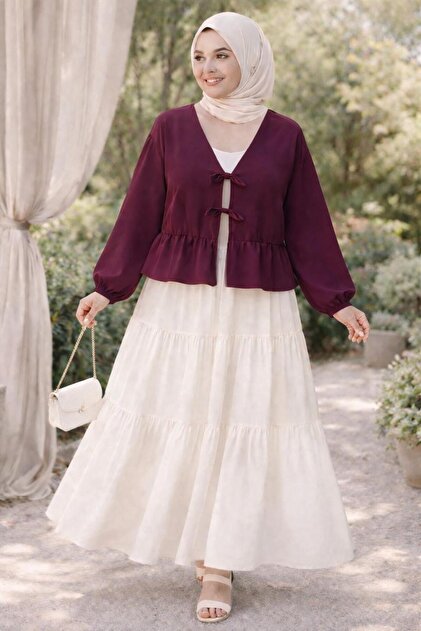 Ruffled Kimono Shirt with Tie Front