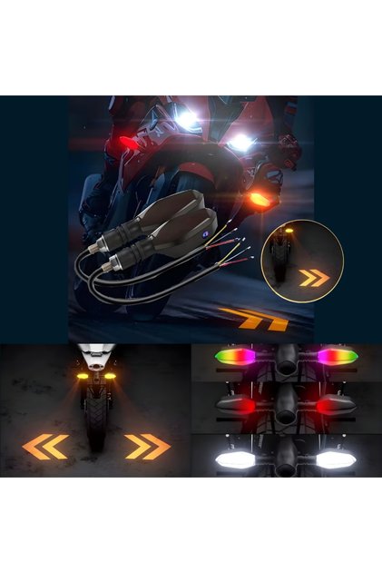 Üniversal RGB Animasyonlu Motosiklet LED Park Sinyal Lambası Projeksiyonlu Lazer Led Stop 12V 2 Adet
