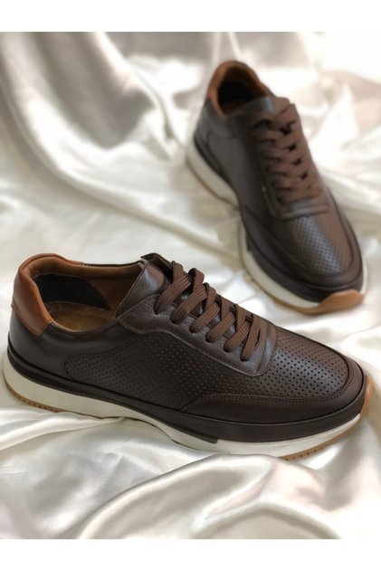 Radu Brown Genuine Leather Daily Sports Shoes