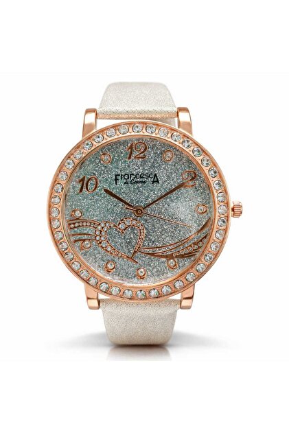 Ceas de dama Francesca di Geneva FF43, curea alba eleganta, stil elegant
