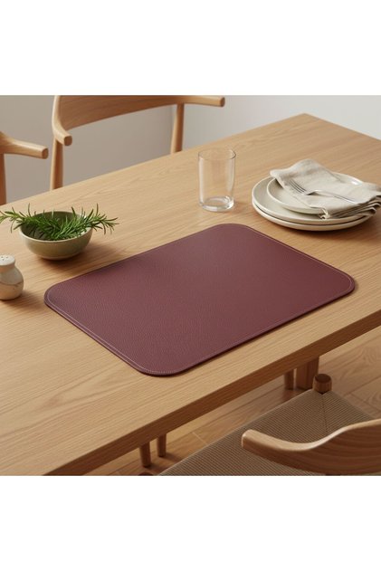 2 Adet Deri Bordo Çift Taraflı Kenar Dikişli Amerikan Servis 33x44 cm-Kolay Silinebilir Supla