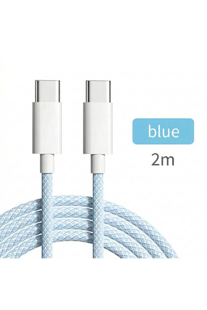Wyre 60C B, Cablu USB-C încărcare rapidă 60W, cablu împletit premium, cip inteligent, 2m, albastru