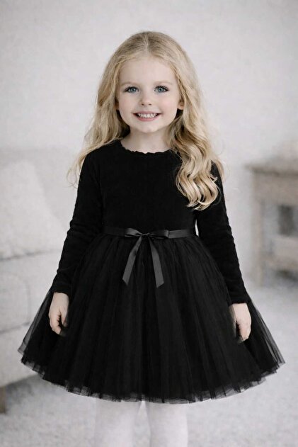 irin eyler Butii Vera Long Sleeve Girls' Princess Fluffy Tutu Dress  Plain Stretchy Lycra Black Tutu Dress- Trendyol