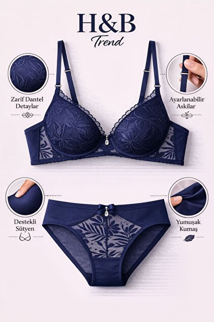 Set sutien și chiloți din dantelă pentru femei - Set de lenjerie intimă cu design elegant