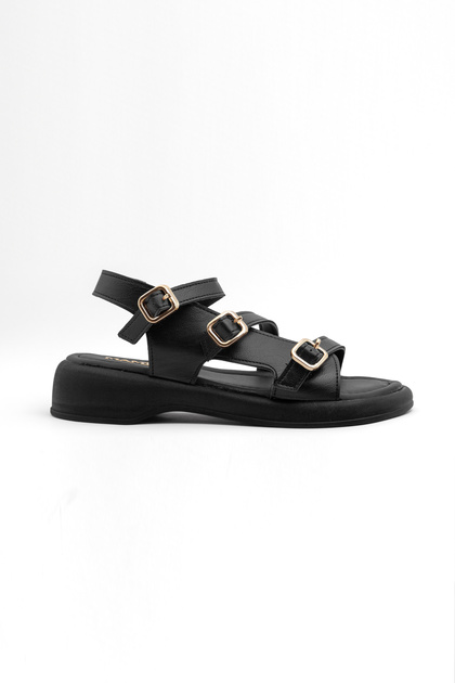İk 2060 Double Strap Buckle Detailed Adjustable Sandals