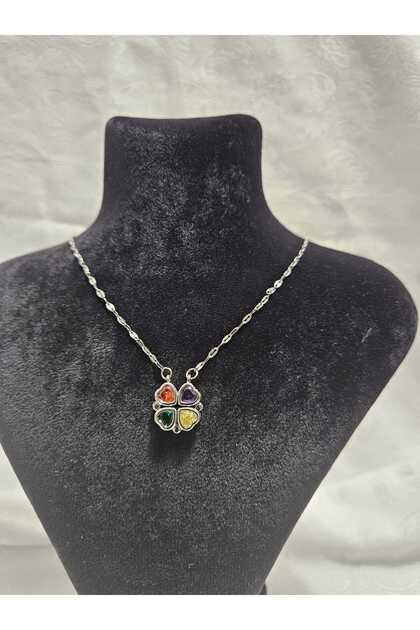 Urgently Available Clover Stone Steel Necklace