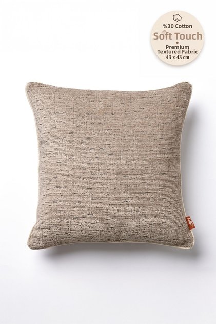 Mink Plain Chenille Textured Cushion Cover with Piping Detail