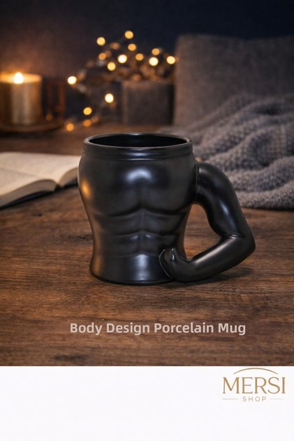 Body Design Porcelain Mug – 3D Mug with Muscular Figure