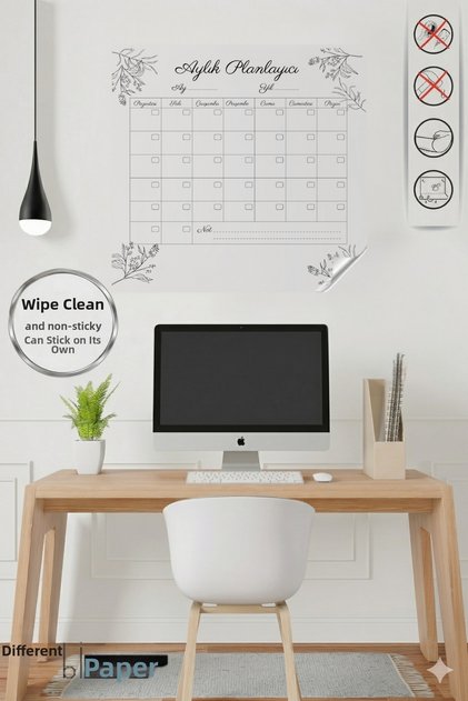 Monthly Planner Calendar Model-2 Smart Paper Board Blackboard Applicable to Wall, Glass, Wood 46X48cm