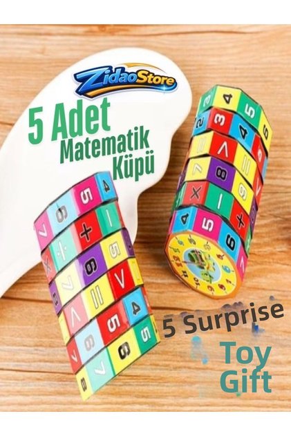 5 Pieces Math Cube Educational Intelligence Game Children's Toy Set with Toy and Candy Gift