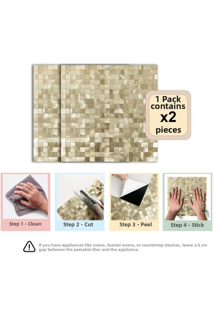 3D Self-Adhesive Metal Composite Wall Tile 30 cm X 30 cm (2 Pieces - 0.18 m²)