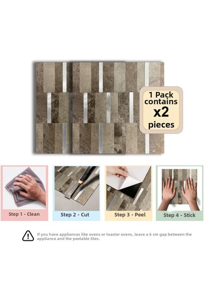 3D Self-Adhesive Metal Composite Wall Tile 30 cm X 30 cm (2 Pieces - 0.18 m²)