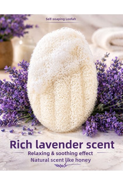 Intense Lavender Self-Soaping Natural Pumpkin Fiber (Enriched with Lavender and Olive Oil)