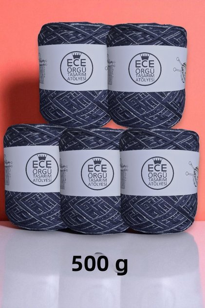 Sirius Multi-Storey Navy Mercerized Cotton with a Layer of Silver Glitter Mix, Knitting Thread (500 Gr.)