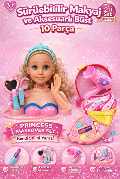 Tower Toys Oyuncak Makyaj Seti Pretty Pinky 3Katmanlı Güzellik