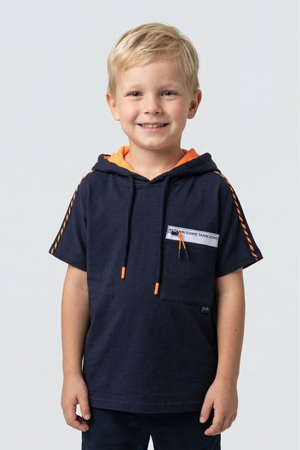 Navy Blue Oversize Hooded Boy's T-shirt