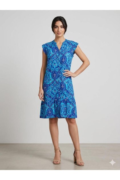 Women's Summer Dress / Front Buttoned Cotton Viscose Dress