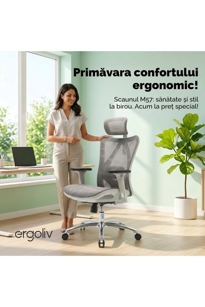 Scaun de birou ergonomic cu plasă integrală M57