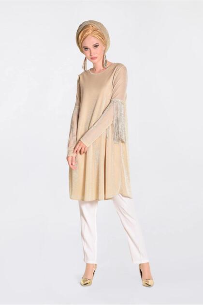 Silvery Tunic with Taste Sleeves 4324