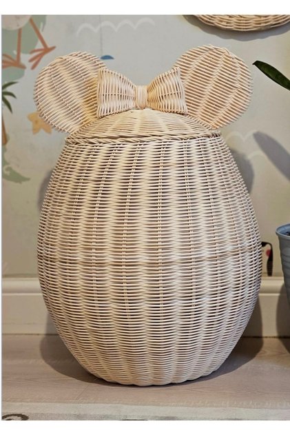 Rattan Miçkey Mause çamaşır sepeti kulaklar dahil 50 cm yüksekliğinde