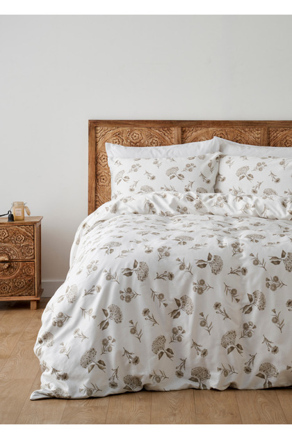 100% Cotton Satin Bridget Double Duvet Cover Set White (200X220 cm)