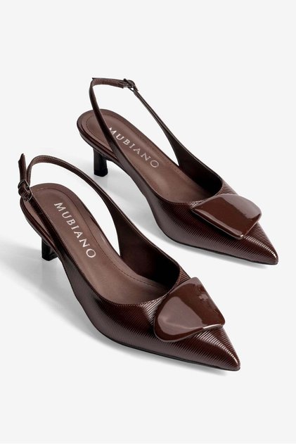 Women's Stiletto Pointed Toe Buckle Open Back Heeled Shoes Vira Brown