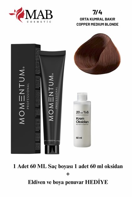 Profesyonel Saç Boyası 60ml 7.4 Orta Kumral Bakır