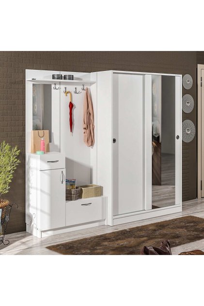 vm-36300 BEYAZ VESTİYER PORTMANTO AYAKKABILIK