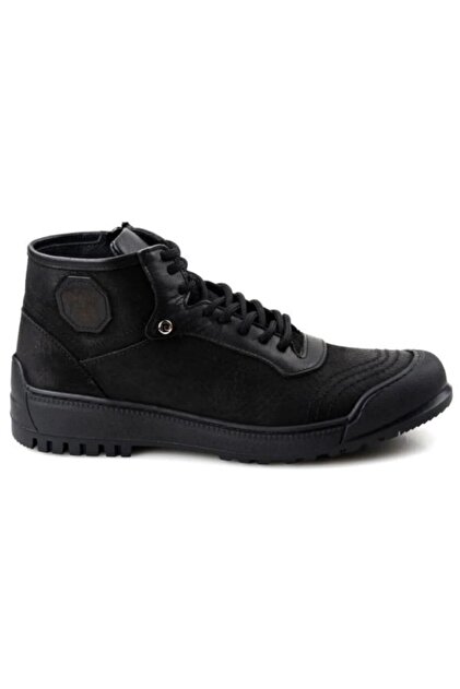 382105 Men's Fur-Lined Zippered Leather Boots