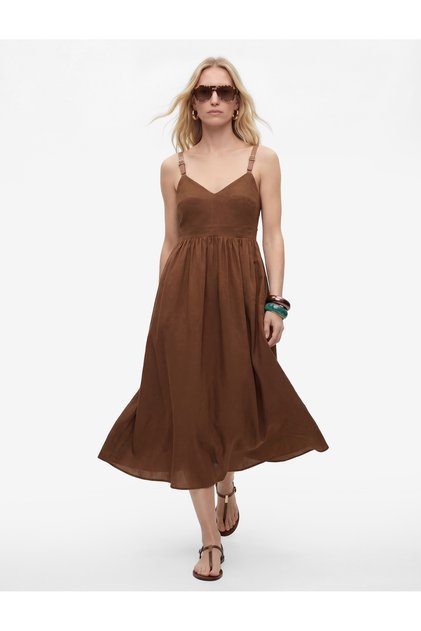 Strappy Modal Midi Brown Women's Dress 6Sak80016Ew