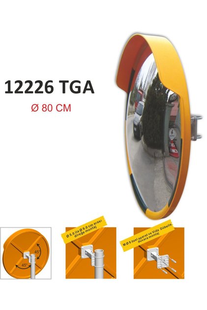 Trafik Güvenlik Aynası (ø80cm) Tümsek Ayna, Otopark Aynası Sarı-siyah 12226 Tga