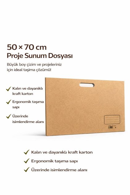 Kraft Proje Dosyası 50x70 cm Kulplu