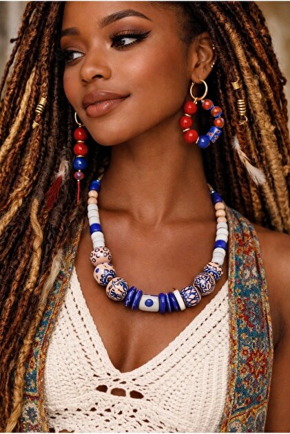 Nepal Glass Bead Design Glass Bead Earrings