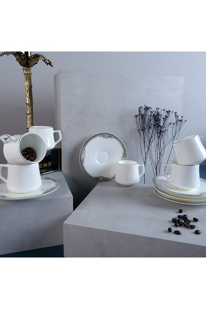 Versailles Platin 6 Kişilik Kahve Fincan Takımı 80 ml