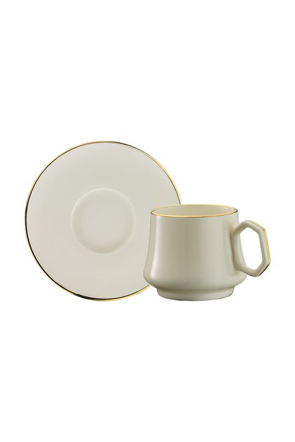 1453 Line Gold Geometrik 12 Parça 6 Kişilik Kahve Fincan Takımı 90 ml