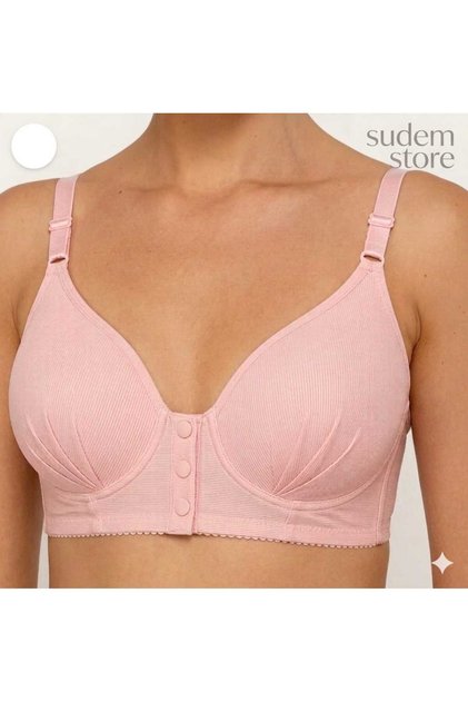 Laser Cut Front Button Snap Fastener B Cup Women's Bra