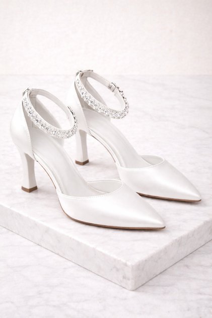 Ankle-High Stone-Heeled Shoes.