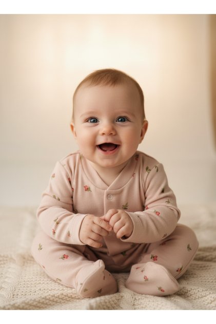 Girl's Onesie: 100% Cotton, Tulip Print, snap-fastened front, footed, stretchy, comfortable everyday onesie