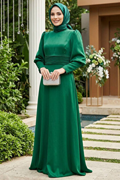 green hijab dress Jameela Olive Green Full Lace Open Abaya 3pcs Set (Inner, Belt & Hijab main image 1