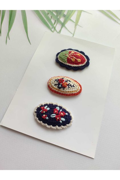 Tiny Artwork Handmade 3-Piece Hairless Baby Hairpin Sip and See Hair Accessories