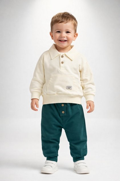 Baby boy seasonal top and bottom set, polo collar, 2-thread, non-ruffled, holiday outfit, 6-24 months