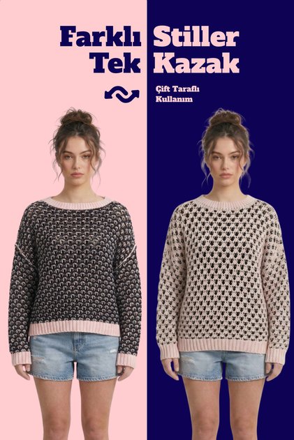 Double-Sided Knitwear Sweater Special Design Two-Way Use Mesh Textured Sweater