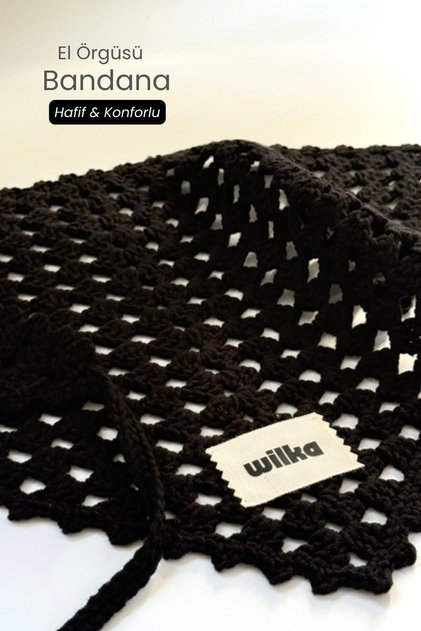 Summer Women's Bandana Black - Hand Knitted Breathable Lightweight