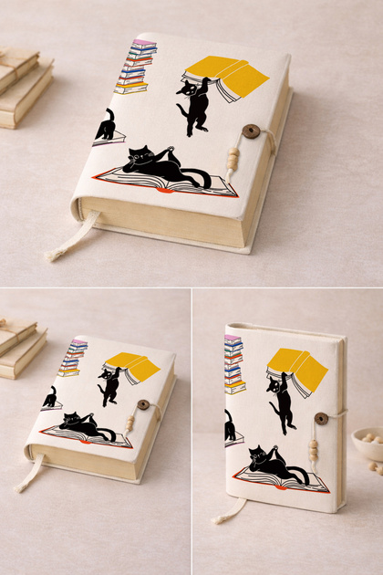 Kitap Kılıfı (Kitap Aşığı Kediler)