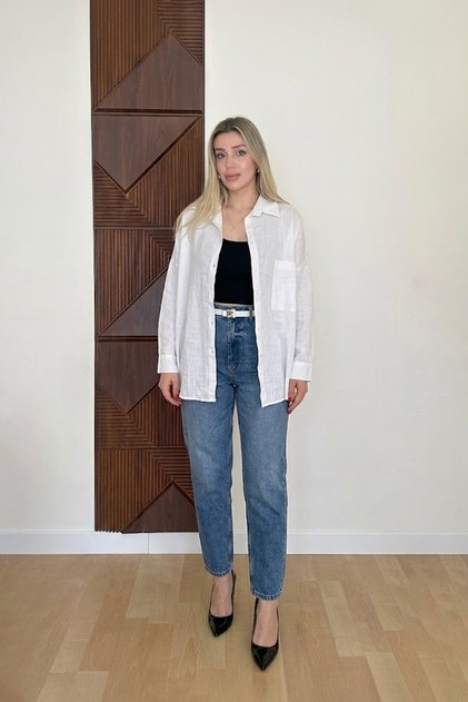 Women's New Season Oversize Linen Shirt 100% Cotton