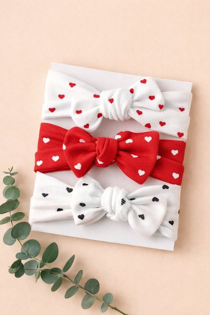 3-Piece Ribbed Baby Girl Bow Hair Band 0-2 Years Old